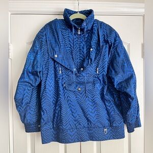 Bogner Vintage Ski Jacket Pullover Graphic Striped Zig Zag Print Blue size 14